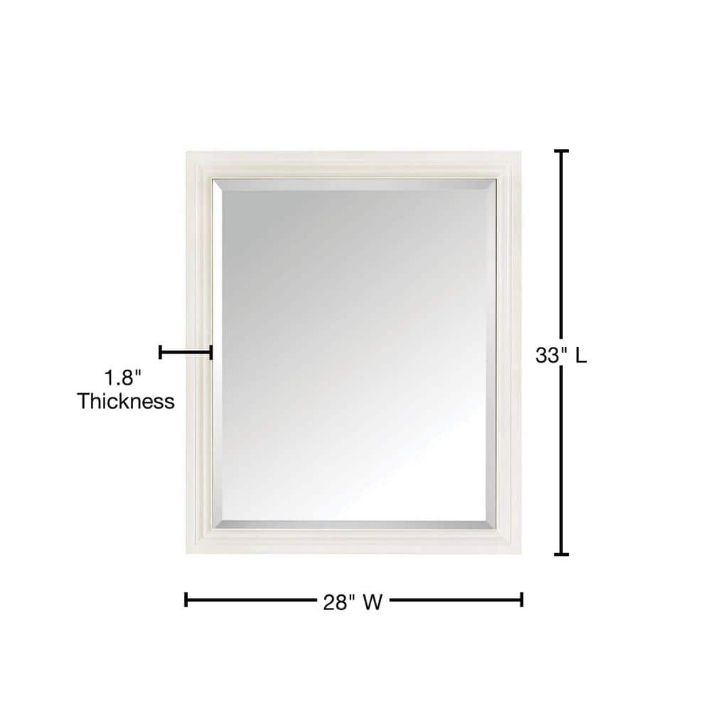 Elegant Rectangular Black Wood Bathroom Vanity Mirror 33" x 28"