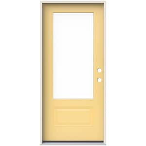 36 in. x 80 in. Left-Hand 3/4 Lite Clear Glass Marigold Painted Fiberglass Prehung Front Door with Brickmould