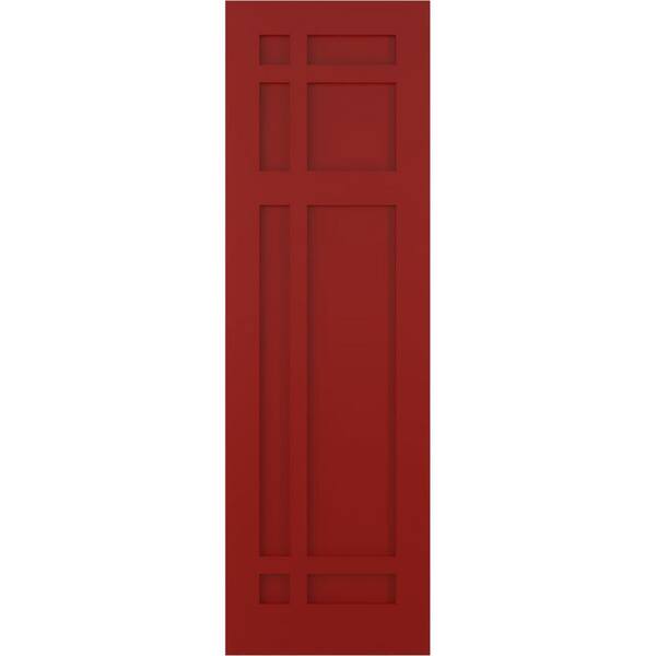 Ekena Millwork True Fit 12 in. x 72 in. Flat Panel PVC San Juan Capistrano Mission Style Fixed Mount Shutters Pair in Fire Red