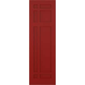 15 in. x 26 in. True Fit Flat Panel PVC San Juan Capistrano Mission Style Fixed Mount Shutters Pair in Fire Red