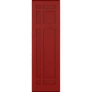 15 in. x 45 in. Flat Panel True Fit PVC San Juan Capistrano Mission Style Fixed Mount Shutters Pair in Fire Red