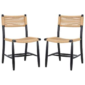 Masha Natural/Black 21.3 in. Wood Dining Chair Set of 2