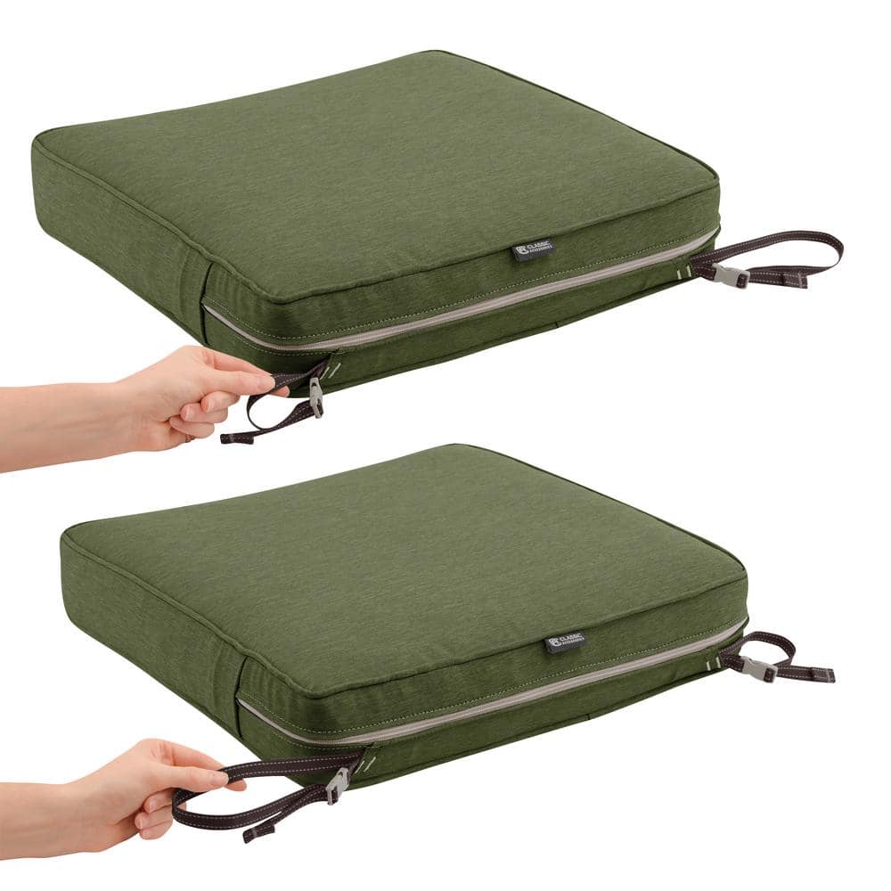 Heather Fern Green Water-Resistant Patio Chair Cushion Set