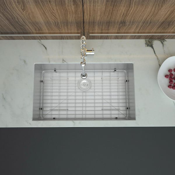 30 in. Single Bowl Undermount Kitchen Sink Ledge Workstation Stainless Steel Sink