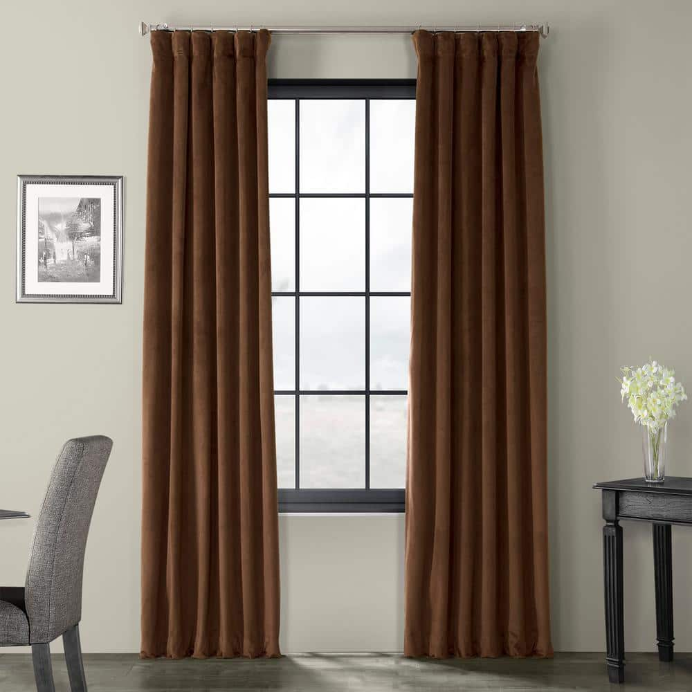 Exclusive Fabrics Furnishings Java Velvet Rod Pocket Blackout Curtain 50 In W X 108 In L Vpch 190912 108 The Home Depot