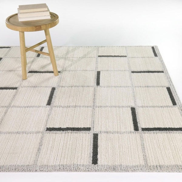 Bannerman Cream/Charcoal 5 ft. x 7 ft. Modern Geometric Area Rug