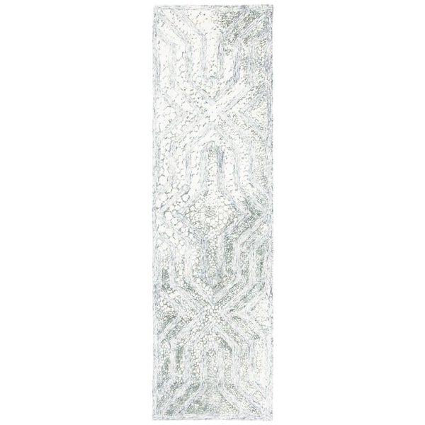 Restoration Vintage 2 ft. x 8 ft. Charcoal/Ivory Garden Geometric Runner Rug