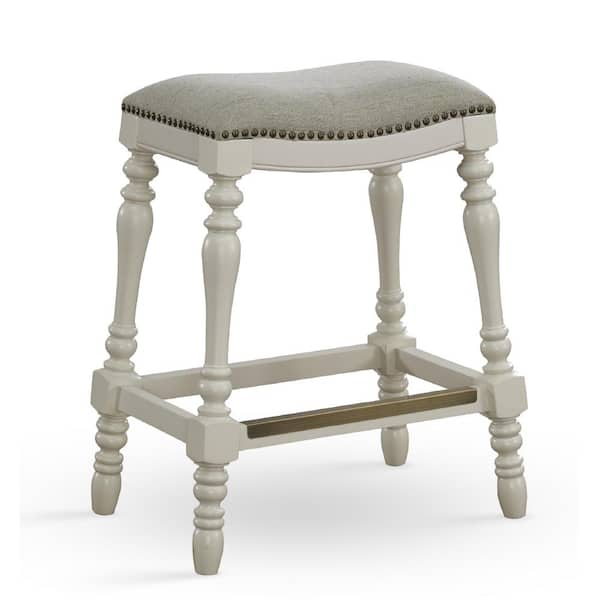 Hampton 25 in. White Saddle Seat Counter Stool 3202 025T The