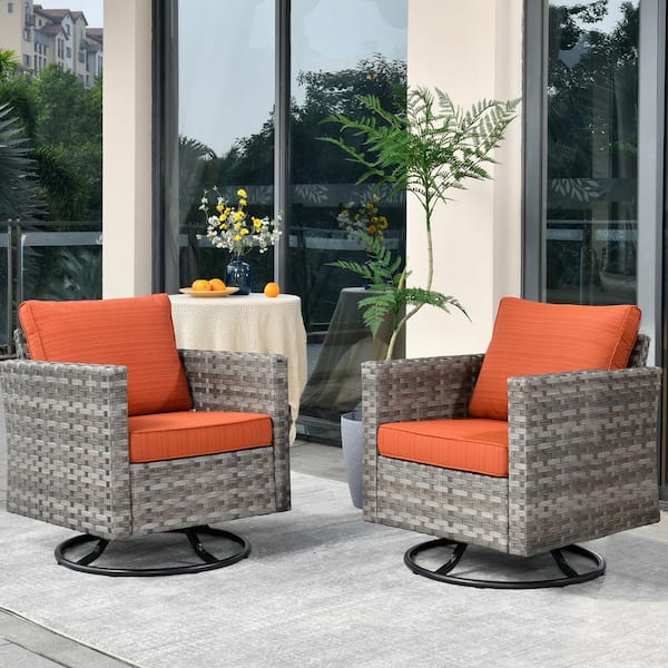 HOOOWOOO Tahoe Grey Swivel Rocking Wicker Outdoor Patio