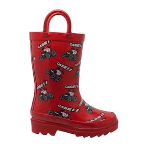 Boys Rubber Big Rain Boots - Red Size 8