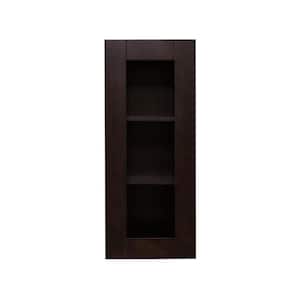 Anchester Assembled 12 in. x 36 in. x 12 in. Wall Mullion Door Cabinet with 1 Door 2 Shelves in Dark Espresso