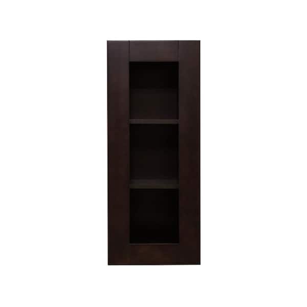 LIFEART CABINETRY Anchester Assembled 15 in. x 36 in. x 12 in. Wall Mullion Door Cabinet with 1 Door 2 Shelves in Dark Espresso