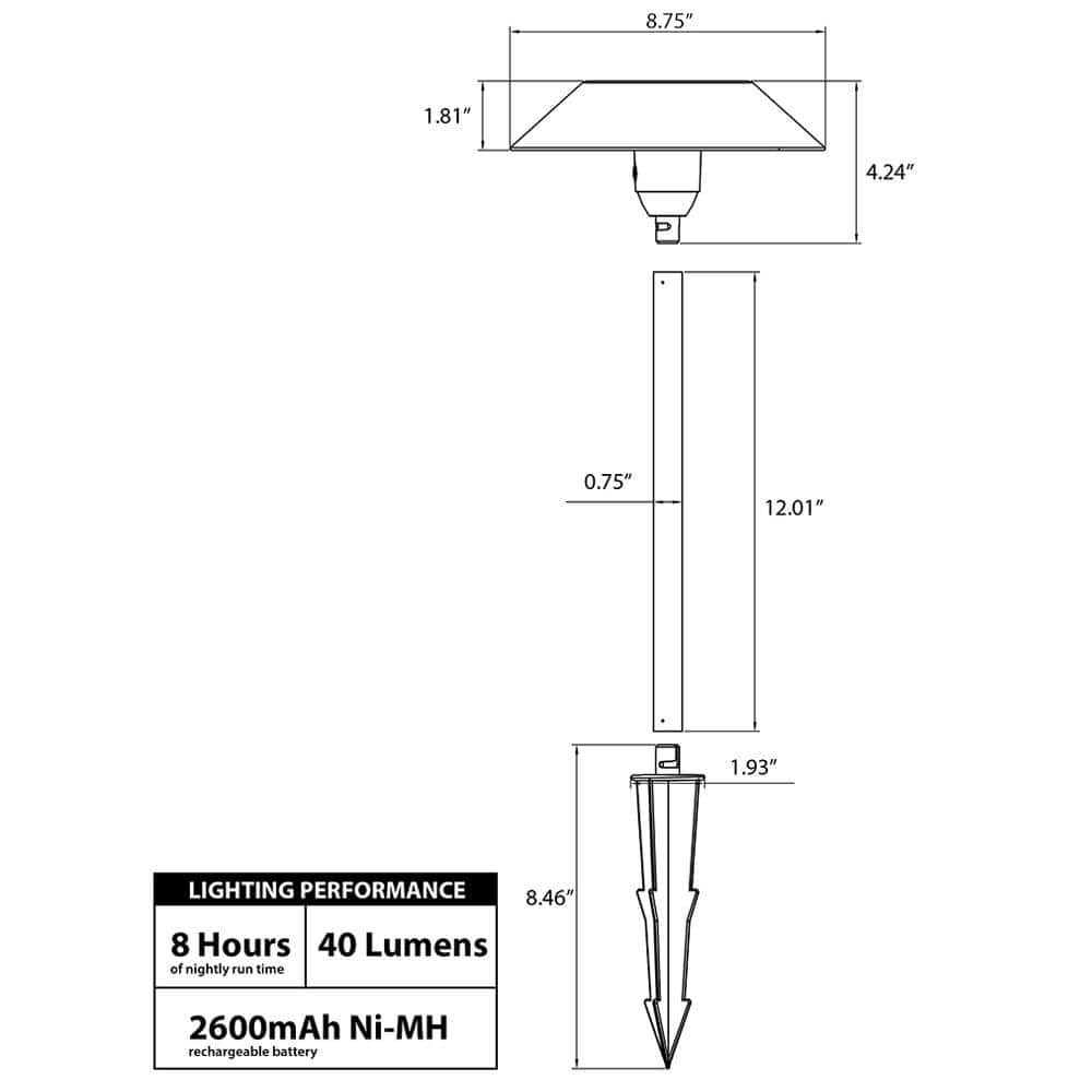 Feit Brushed Nickel Solar Powered LED Pathway Light with Dusk to Dawn