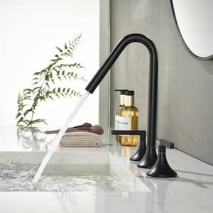 8 in. Widespread Deck Mount 2-Handle Bathroom Faucet in Matte Black