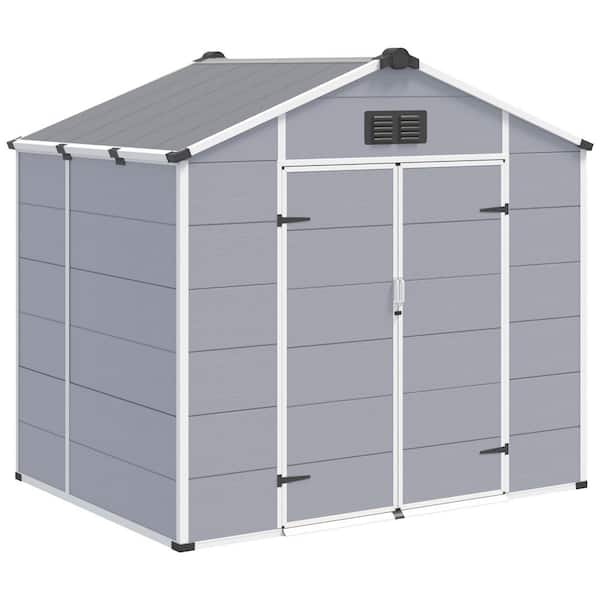 8 ft. W x 6 ft. D Metal Shed with Lockable Double Doors and Built-In Floor (48 sq. ft.)