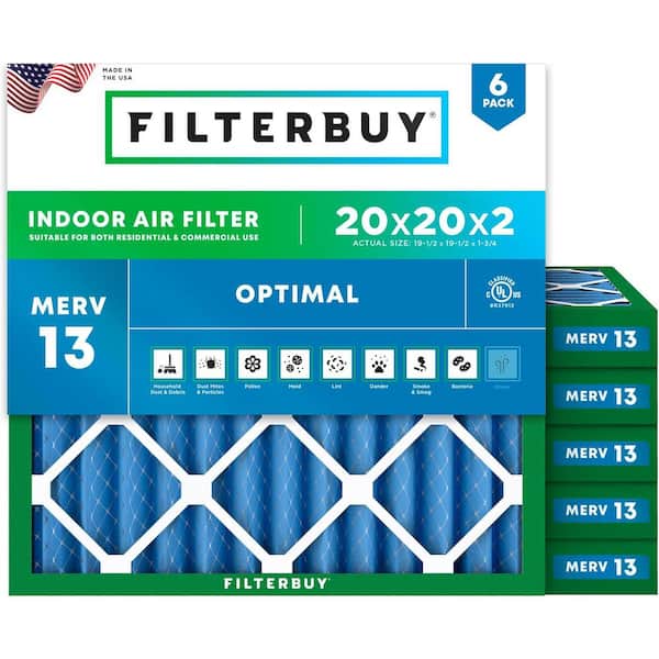 20 in. x 20 in. x 2 in. MERV 13 (FPR 10) Health Defense Pleated HVAC AC Furnace Air Filters Replacement (6-Pack)