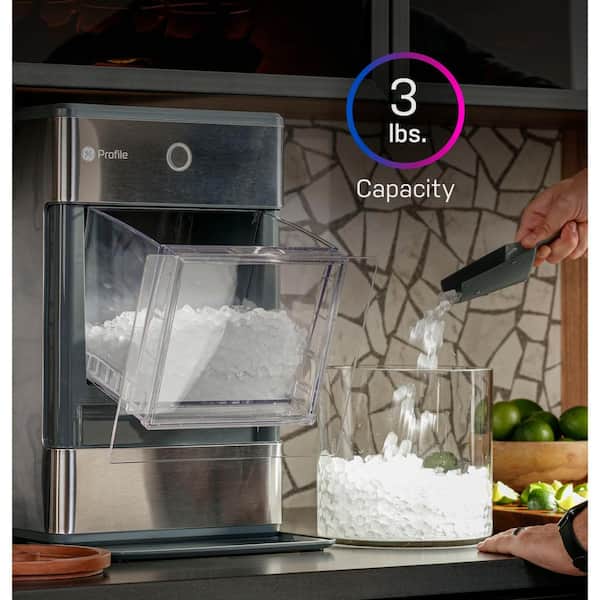 Opal 24 lb Portable Nugget Ice Maker in Black Stainless, with Side Tank,  and WiFi connected