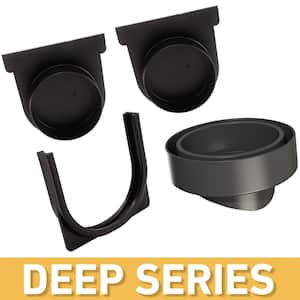 Deep Series End Caps and Bottom Pipe Adapter for Modular Trench and Channel Drain Systems