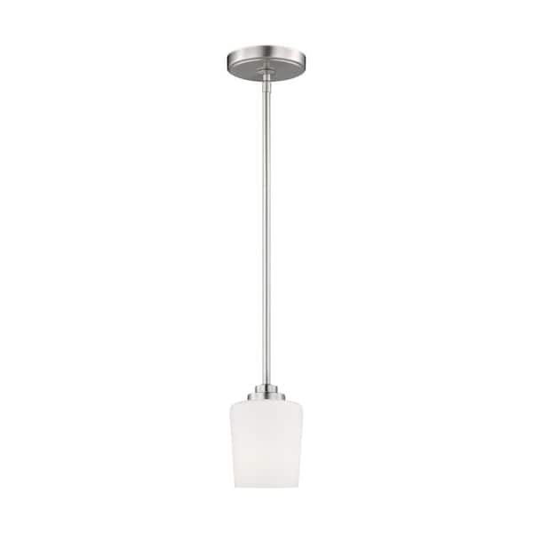 Generation Lighting Windom 1-Light Brushed Nickel Mini Pendant Light with Alabaster Glass Shade