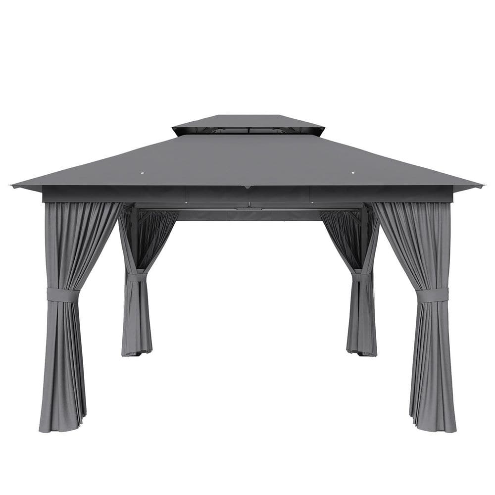Sizzim Grey Outdoor Gazebo for Patio 12 ft. x 10 ft. Metal