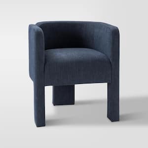 Fabrizius Navy Modern Left-facing Cutout Dining Chair with 3-Legged Design