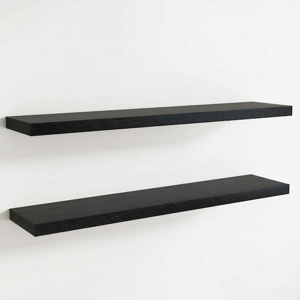 72 in. W x 12 in. D Black Floating Shelves for Wall Set of 2 Decorative Wall Shelf