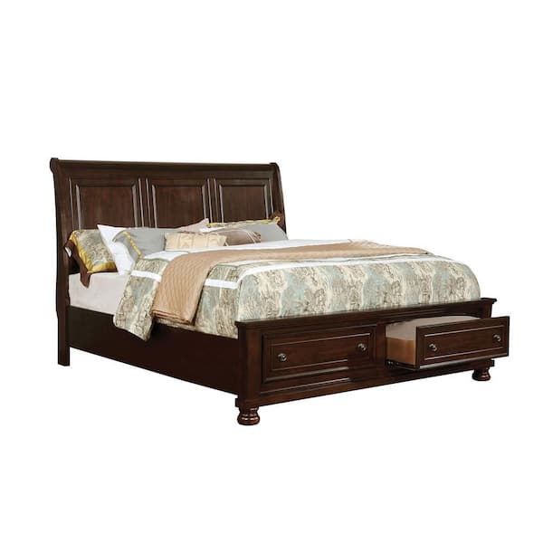 Unbranded Cyra Brown Wood Frame King Platform Bed