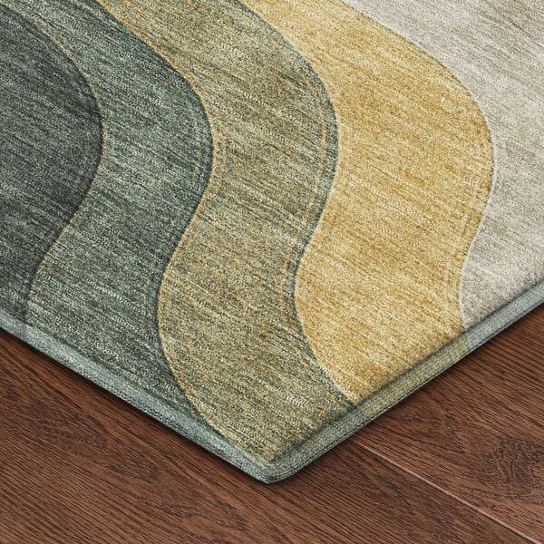 Mayfield Premium Machine Washable Abstract AMF2468 Basil 9 ft. x 12 ft. Area Rug