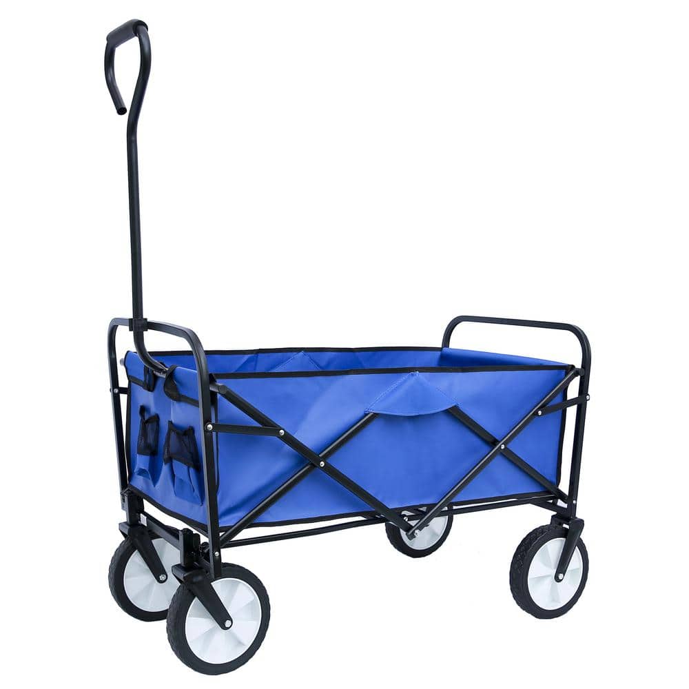 20 cu. ft. Steel Garden Cart Folding Wagon Shopping Beach, Blue
