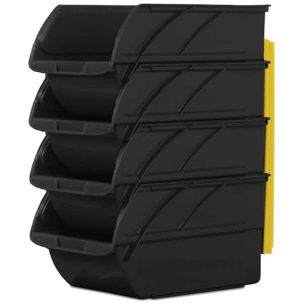 Stanley 5 9 In Stackable Mountable Storage Bins With Wall Hangers 4 Pack 057304r The Home Depot - Wall Storage Bins Home