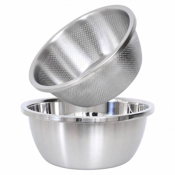 Microporous Design 304 Stainless Steel Colander Set of 2, 2 qt. Large Capacity for Vegetable Fruit Rice Pasta Draining