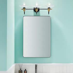 30 in. W x 22 in. H Rectangular Aluminum Framed Wall Bathroom Vanity Mirror in Black