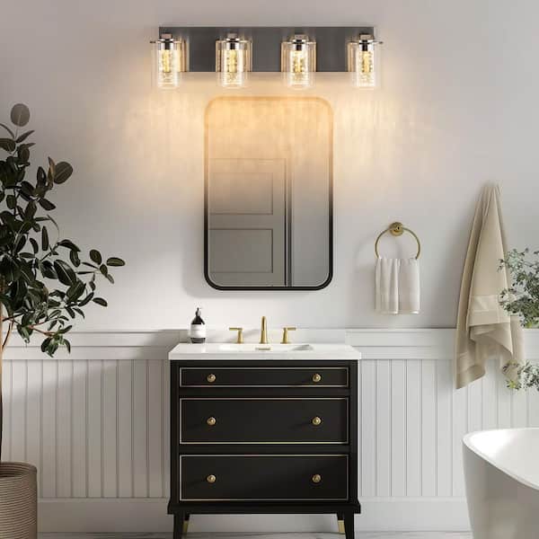Series 24 in. 4-Light Brushed Nickel LED Vanity Light Bar with Dimmable White/Neutral/Warm Light