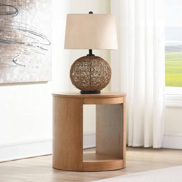 Acme Furniture Zoey 22 in. Oak Round Wood End Table LV04216 - The