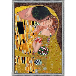 The Kiss (Luxury Line) by Gustav Klimt Piccino Luminoso Silver Framed People Oil Painting Art Print 26.5 in. x 38.5 in.