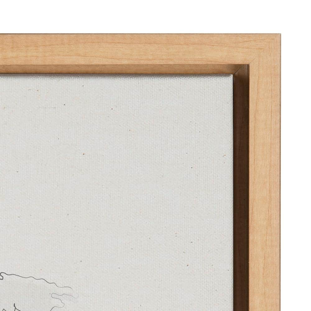 Natural Framed Abstract World Map Canvas Print, 23x33