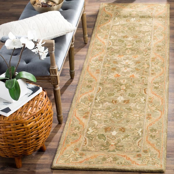 Antiquity Olive/Gold 2 ft. x 12 ft. Border Runner Rug