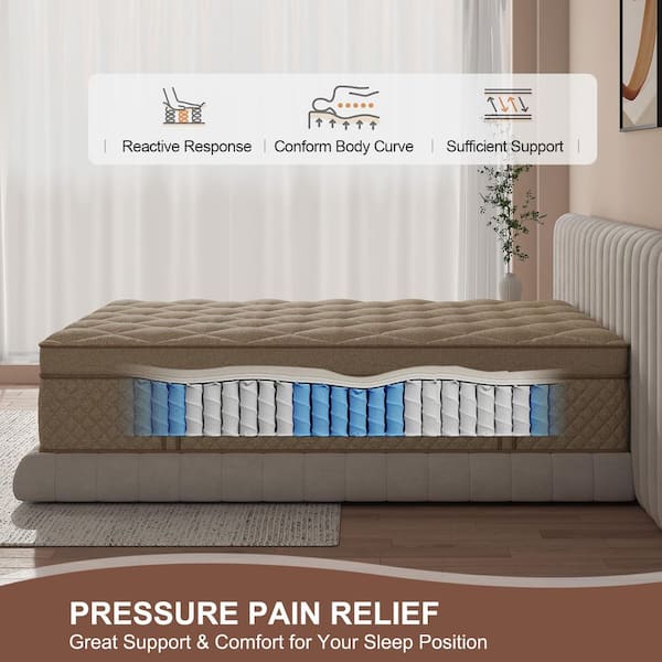 King Size  Medium Firm 14 in. Euro Top Memory Foam Hybrid Mattress, CertiPUR-US Certified Bed-in-a-Box Mattress