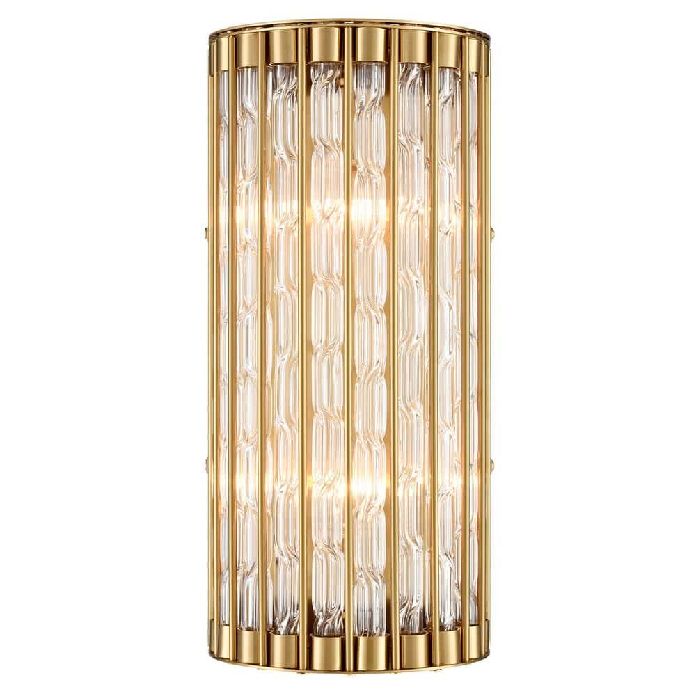 11.42 in. 2 light Gold Modern Wall Sconce with Glass Shade price history on PriceWatchPro