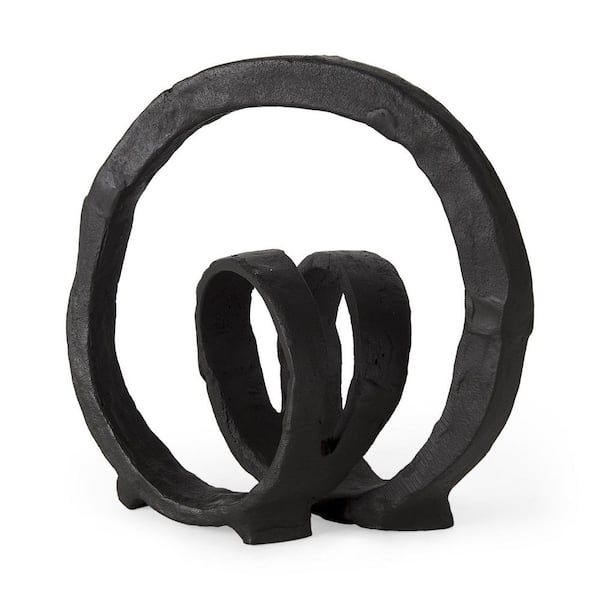 HomeRoots 8 in. Black Metal Ribbon Loop Sculpture