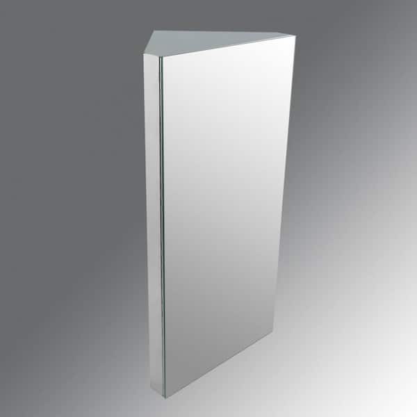 RENOVATORS SUPPLY MANUFACTURING Infinity Corner 11-7/8 in. Width x 23-5/8 in. Height Surface Wall Mount Stainless Steel Medicine Cabinet with Mirror