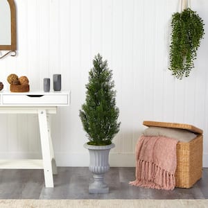 46 in. Indoor/Outdoor Mini Cedar Artificial Pine Tree in Decorative Urn UV Resistant