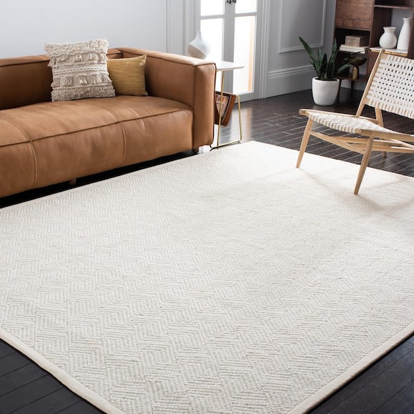Natural Fiber Ivory 8 ft. x 10 ft. Woven Border Area Rug
