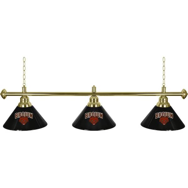 Trademark Global Brown University 60 in. Three Shade Gold Hanging Billiard Lamp