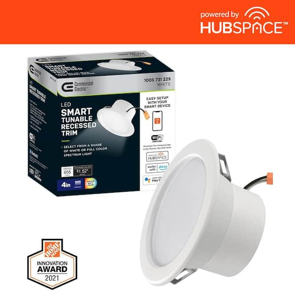 Commercial Electric 4 in. T20 Smart Adjustable CCT Integrated LED Recessed  Light Trim Powered by Hubspace Kitchen Bedroom Family Room 538552010 - The  Home Depot