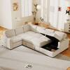 Harper & Bright Designs 115.6 in. Corduroy U-Shape Sectional Sofa in Beige with Hidden Storage Lounge, USB Charging, Pull-out Sofa WYT141AAA