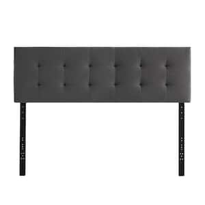 Alex 77. 9 in. W Charcoal Upholstered King Square-Tufted wth 2-Dual USB Ports Headboard