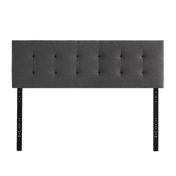 Brookside Alex 77. 9 in. W Charcoal Upholstered King Square-Tufted wth ...