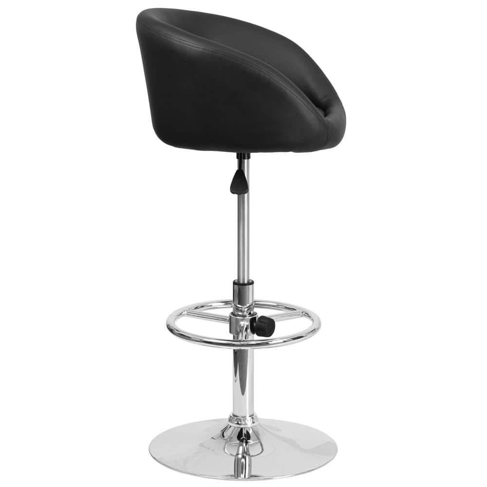 Modern Adjustable Black Vinyl Swivel Barstool with Chrome Base