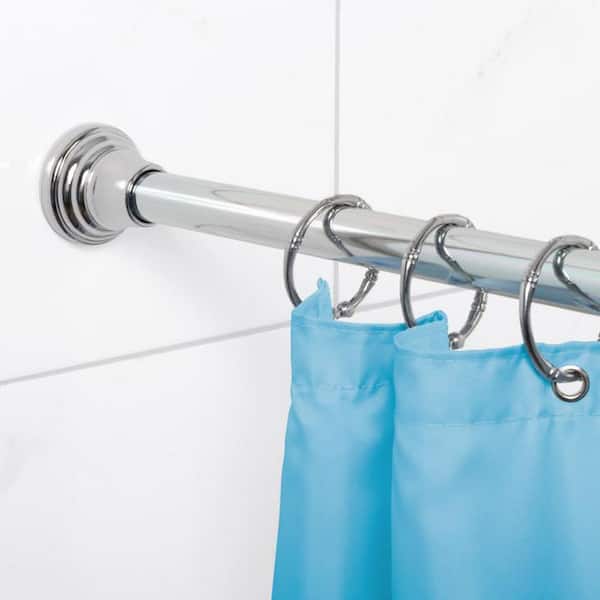 NeverRust Decorative Finial 46 in. to 72 in. Aluminum Adjustable Tension No-Tools Shower Rod in Chrome